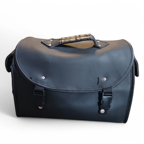 Vintage Waterproof Leather MotorcycleTail Bag Rear Seat Backpack Saddle Luggage - Picture 2 of 15